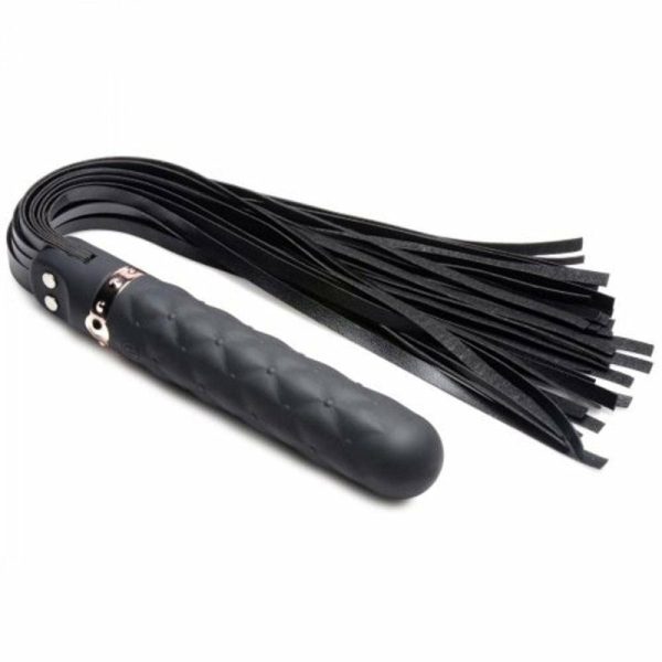 Black Vibrating Silicone Dildo Flogger  |  Paddles, Whips & Spankers