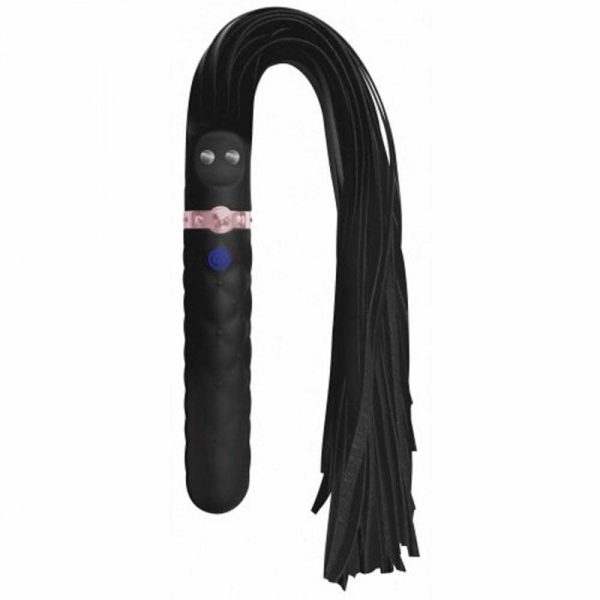 Black Vibrating Silicone Dildo Flogger  |  Paddles, Whips & Spankers