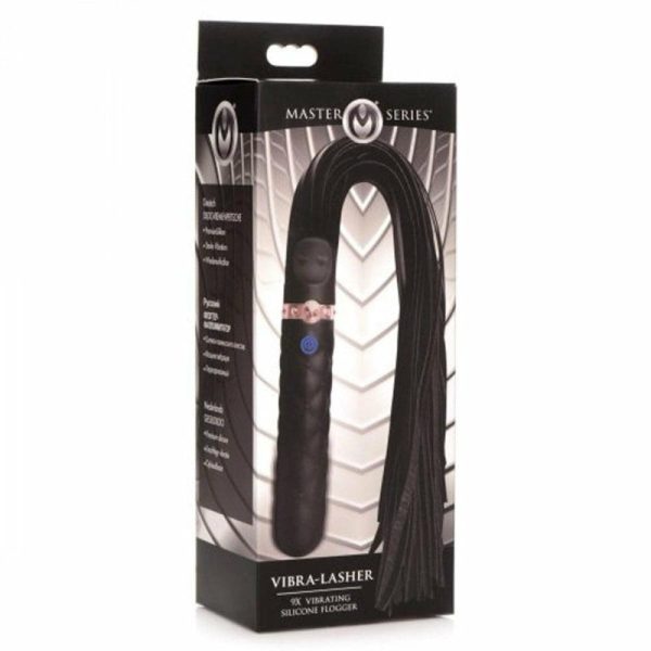 Black Vibrating Silicone Dildo Flogger  |  Paddles, Whips & Spankers