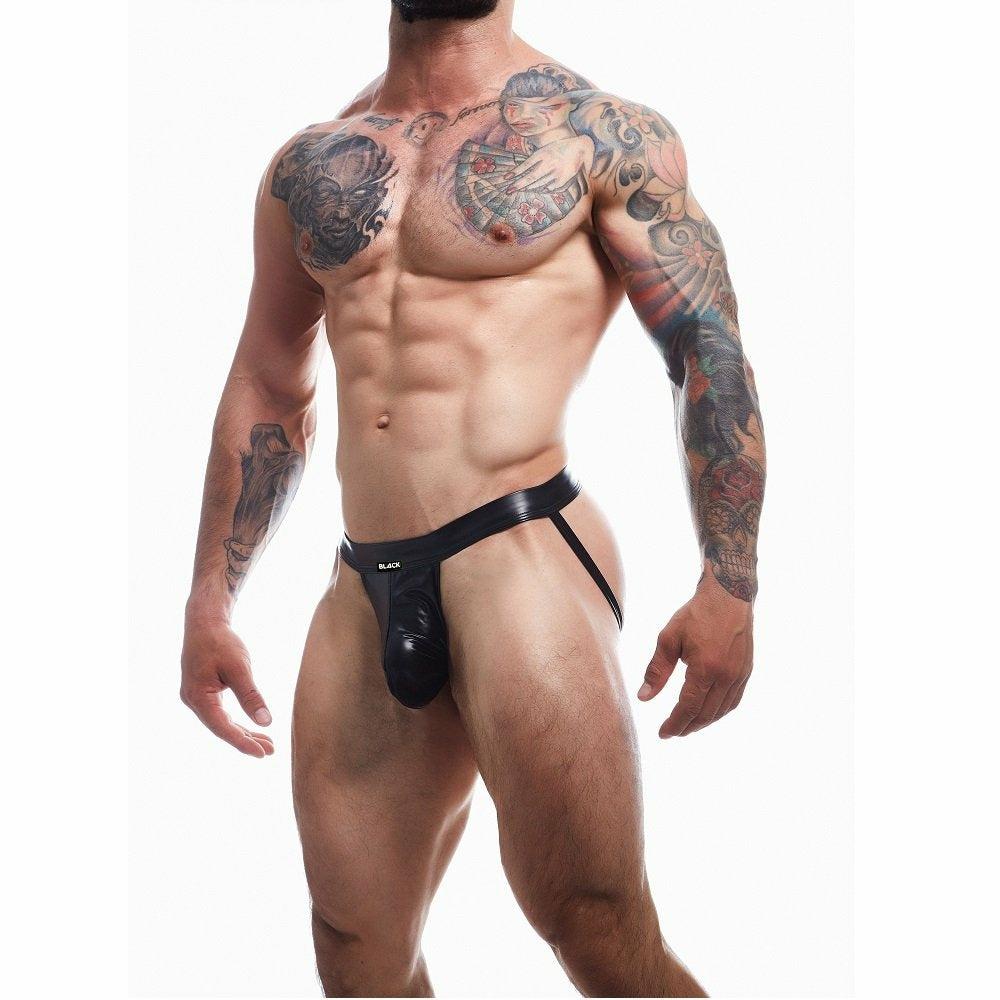 C4M Ergonomic Black Leatherette Jockstrap Extra Large  |  Sexy Menswear