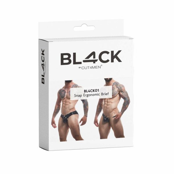 C4M Snap Ergonomic Brief Black Leatherette Small  |  Sexy Menswear