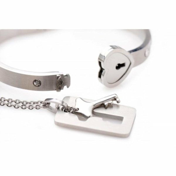 Cuffed Locking Bracelet & Key Necklace  |  Handcuffs & Restraints