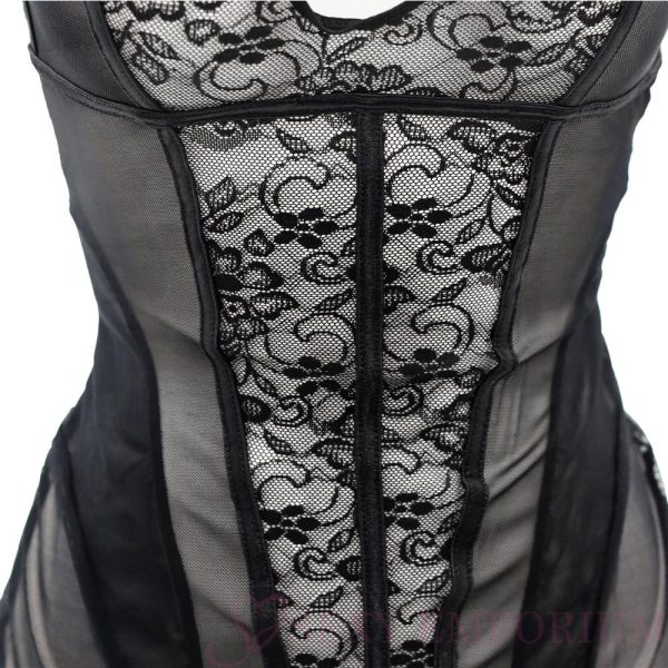 Dainty Black Lace And Mesh Panel Bustier  |  Dresses