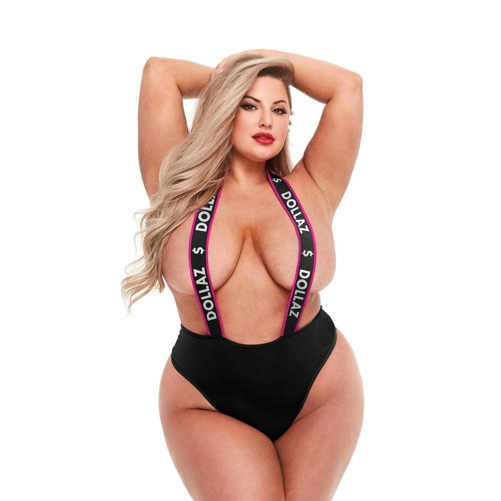 Dollar Logo Suspender Teddy Plus Size  |  Sexy Plus Size Lingerie