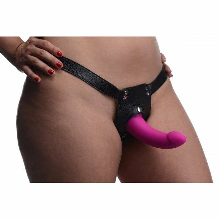 Double Take 10X Double Penetration Vibrating Strap-On Harness – Purple  |  Strap-Ons