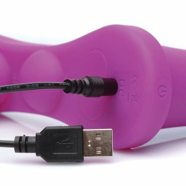 Double Take 10X Double Penetration Vibrating Strap-On Harness – Purple  |  Strap-Ons