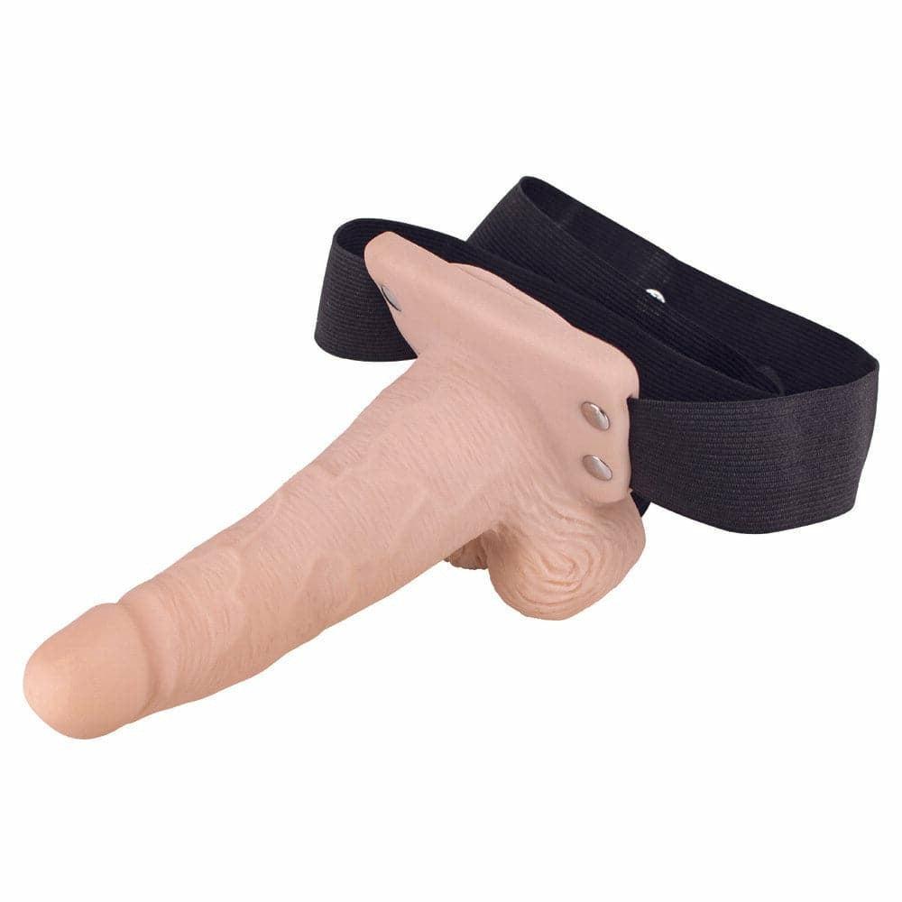 Erection Assistant Hollow Vibrating Strapon 6 Inch Flesh Pink  |  Dildos