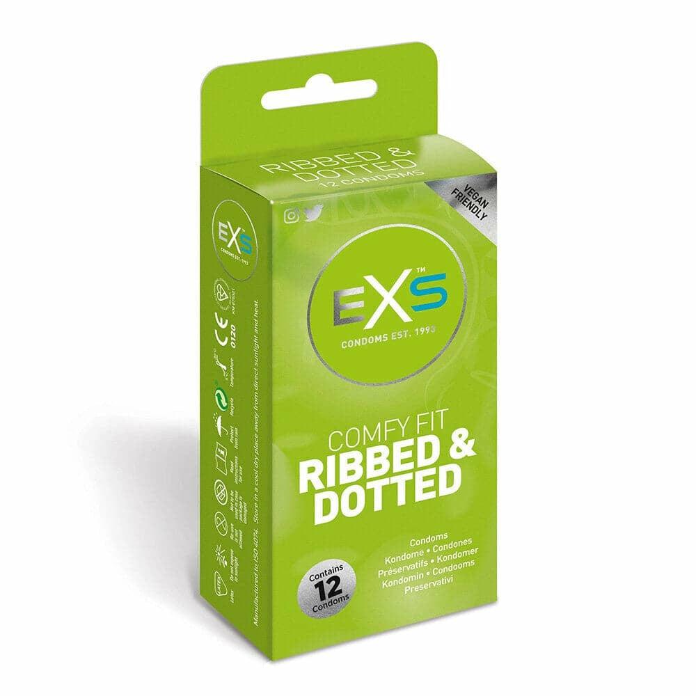 Exs Comfy Fit Ribbed And Dotted Condoms 12 Pack  |  Condoms