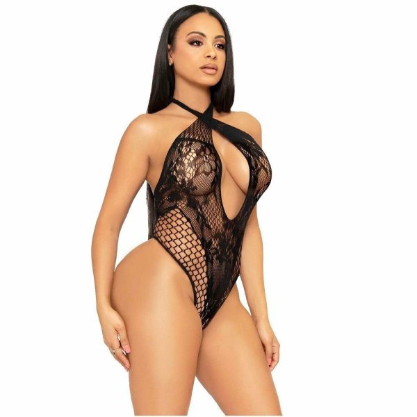 Lace And Net Halter Teddy  |  Bodysuits, Bodies & Teddies