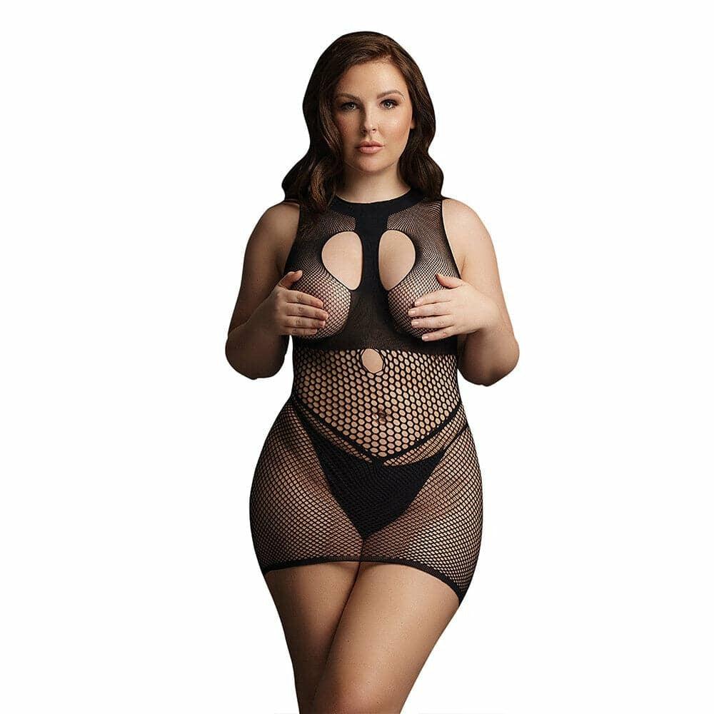 Le Desir Duo Net Open Cup Mini Dress Uk 14 To 20  |  Sexy Plus Size Lingerie