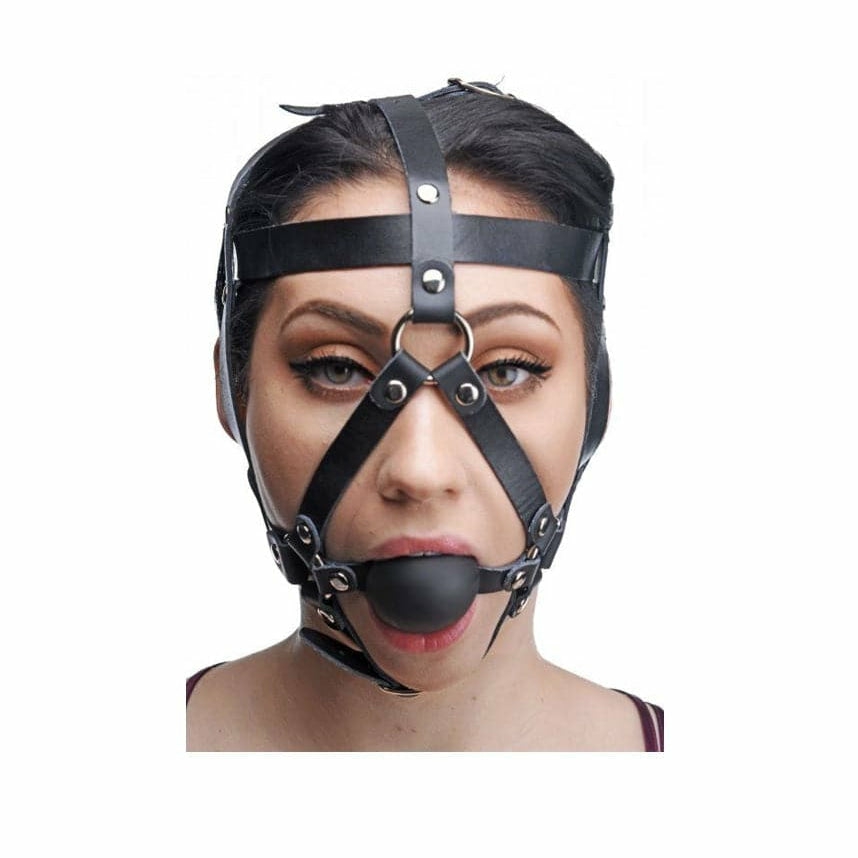 Leather Head Harness With Ball Gag  |  Mouth Gags