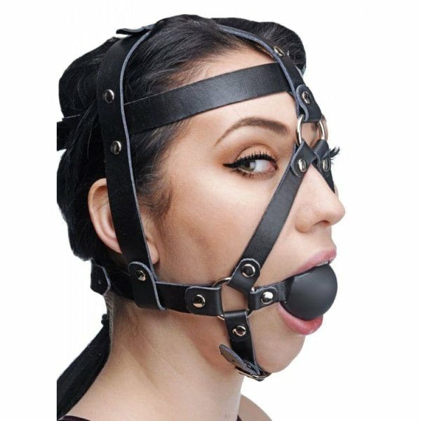 Leather Head Harness With Ball Gag  |  Mouth Gags