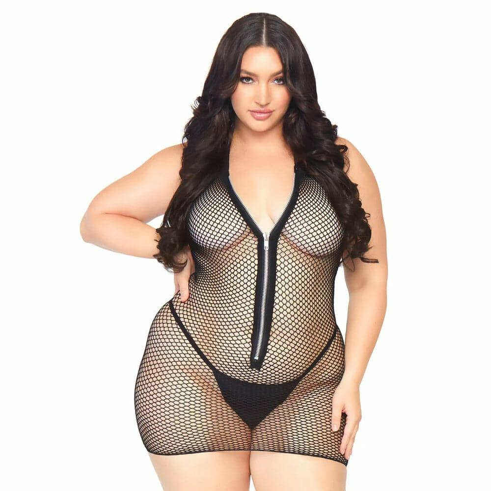 Leg Avenue Fishnet Zip Up Dress Plus Size Uk 18 To 22  |  Sexy Plus Size Lingerie