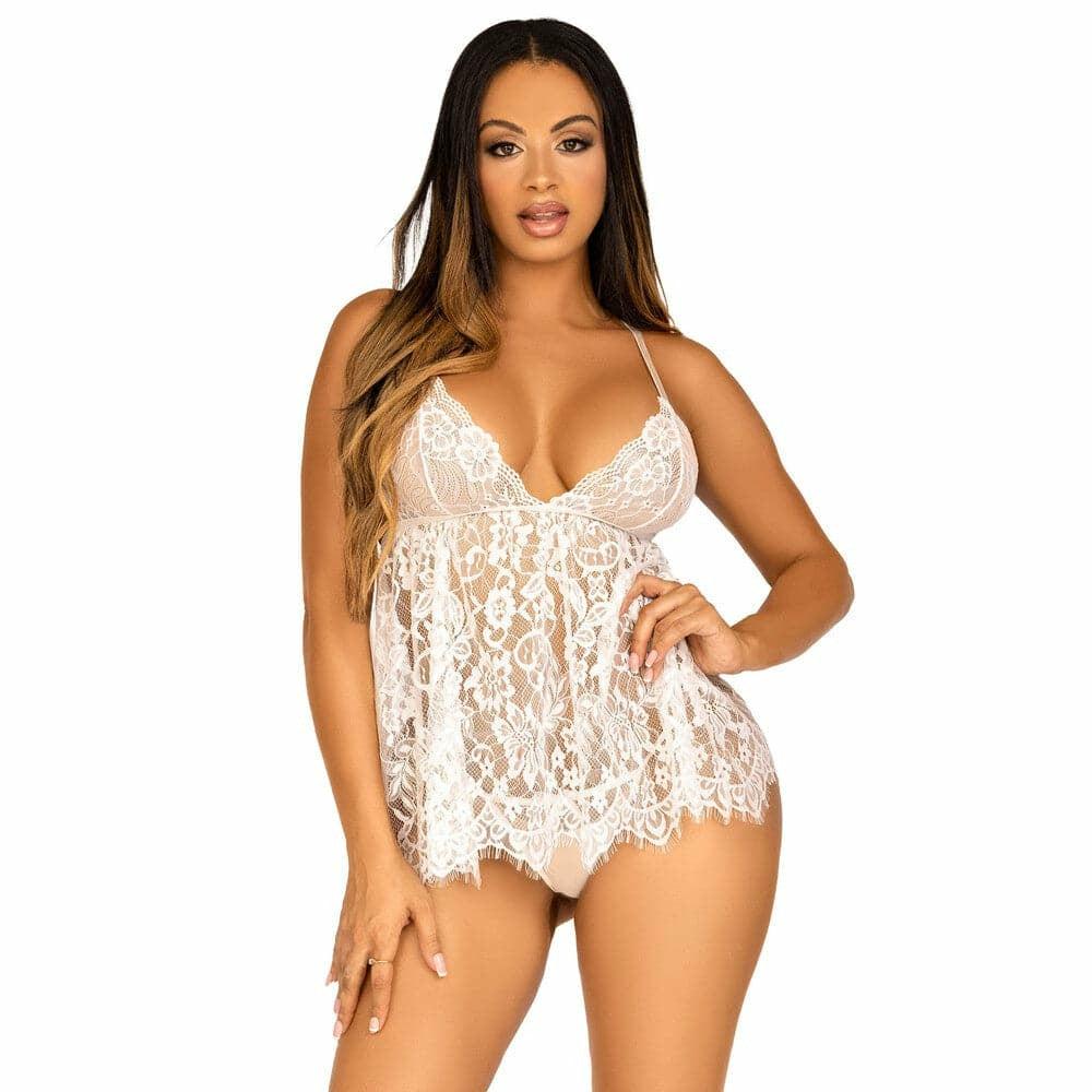 Leg Avenue Lace Babydoll And G String Panty  |  Sexy Plus Size Lingerie