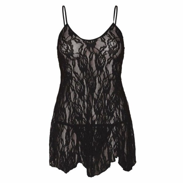 Leg Avenue Rose Lace Flair Chemise Black Uk 14 To 18  |  Babydoll & Chemises