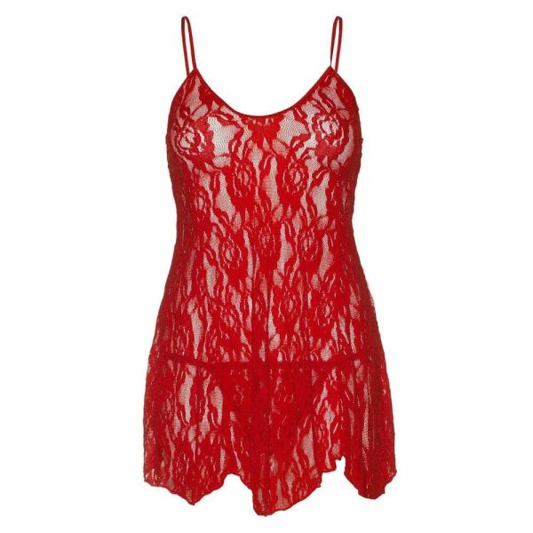 Leg Avenue Rose Lace Flair Chemise Red Uk 14 To 18  |  Babydoll & Chemises