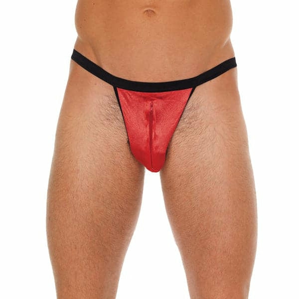 Mens Black Gsting With Zipper On Red Pouch  |  Sexy Menswear