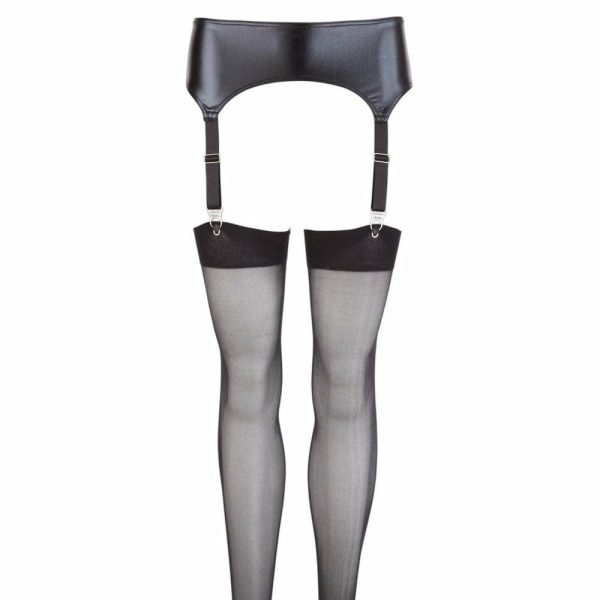 Noxqse Wet Look Suspender Belt And Stockings  |  Suspender Belts