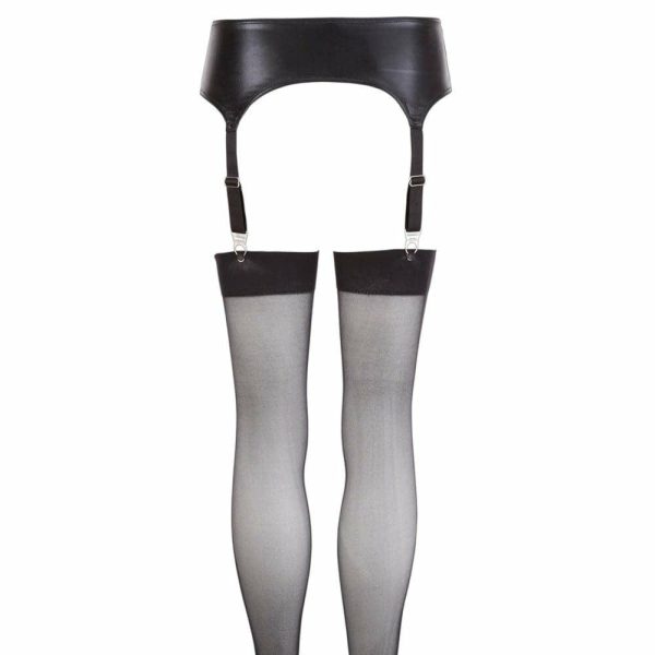 Noxqse Wet Look Suspender Belt And Stockings  |  Suspender Belts