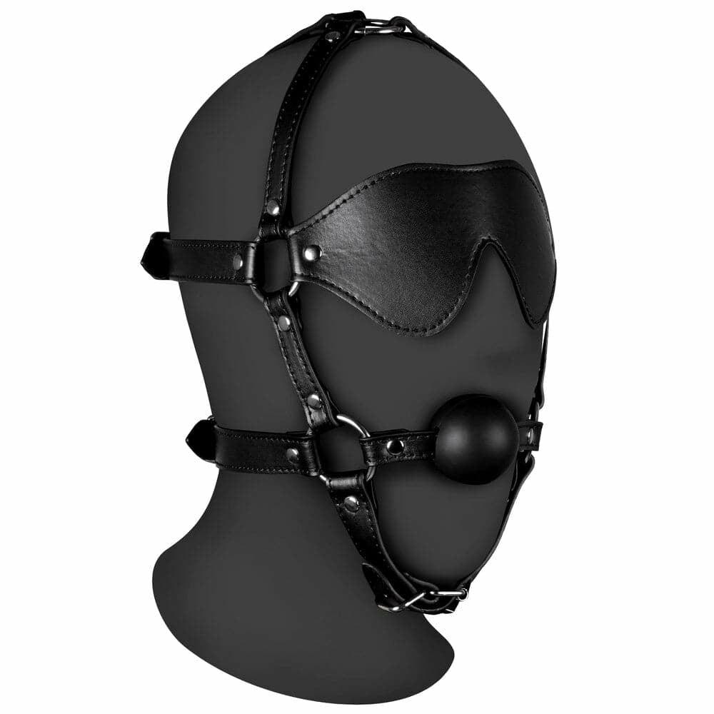 Ouch Xtreme Blindfolded Harness With Solid Ball Gag  |  Mouth Gags