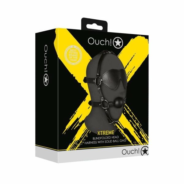 Ouch Xtreme Blindfolded Harness With Solid Ball Gag  |  Mouth Gags