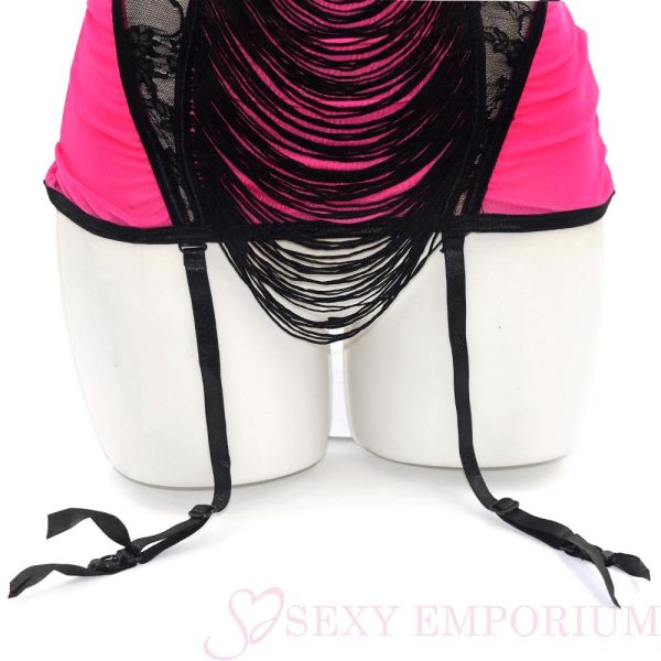 Pink And Black Caberet Bustier  |  Sexy Lingerie Uk Sizes (4 To 14)