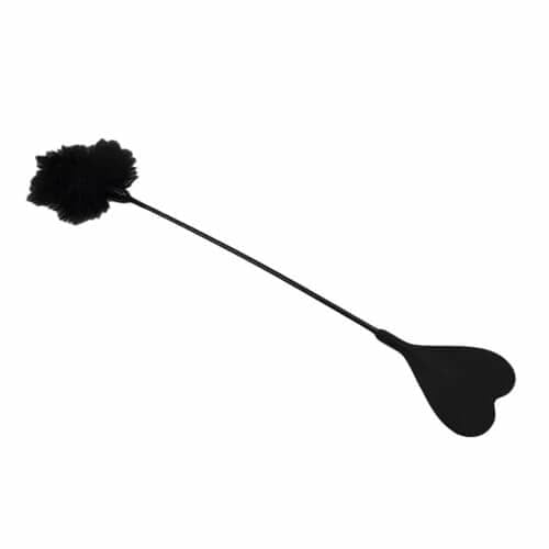 Silicone Heart Shaped Crop With Feather Tickler  |  Paddles, Whips & Spankers