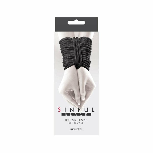 Sinful 25 Foot Nylon Rope Black  |  Bondage Rope