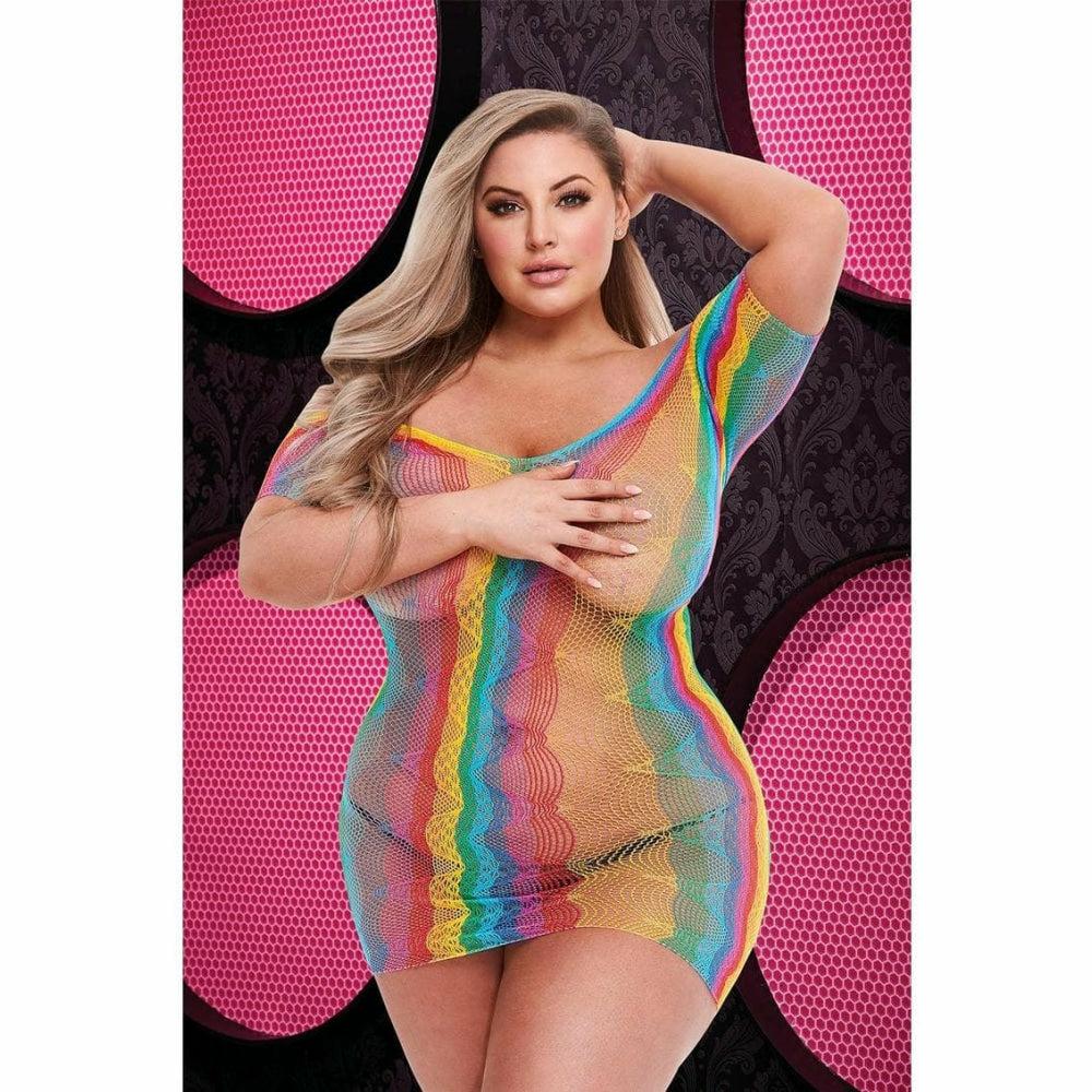 Slinky Rainbow Dress Plus Size  |  Sexy Plus Size Lingerie