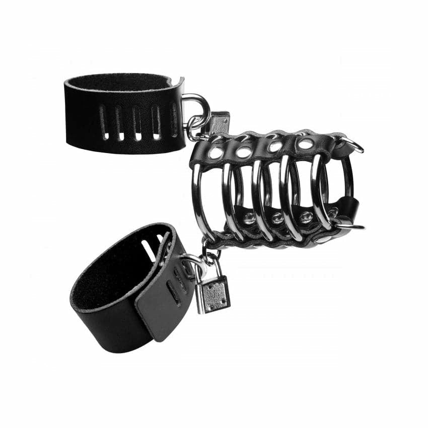 5 Ring Chastity Device With Cock And Ball Strap  |  Handcuffs & Restraints