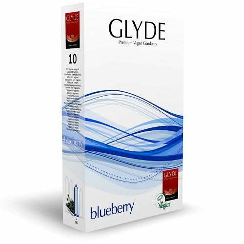 Glyde Ultra Blueberry Flavour Vegan Condoms 10 Pack  |  Condoms